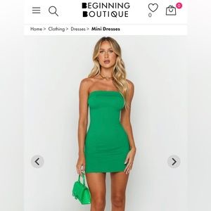 Beginning Boutique Carminia green mini dress New with Tags
